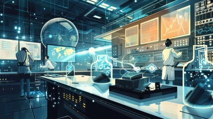Futuristic Laboratory with Scientists Exploring Advanced Technology