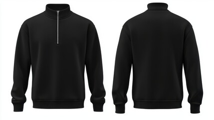 Black Mockup Sweatshirt with Zipper  Front and Back View