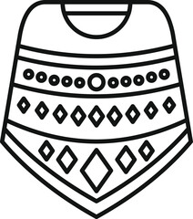 Line art icon of traditional south american clothing with ethnic ornament