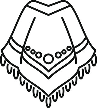 recommend clip art: Mexican poncho with ornament for cinco de mayo celebration icon in outline style isolated on white background