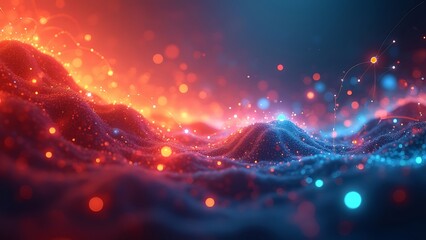 Obraz premium Digital abstract backdround for technological operations, neural networks, AI, data transmission and encryption, digital archives, audio and visual representations, scientific research. Copy space