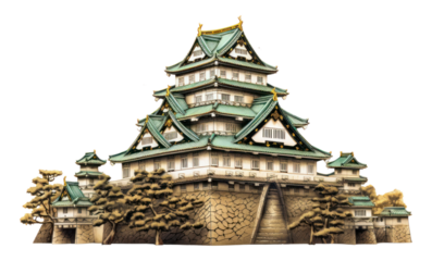 PNG Osaka Castle architecture building temple.