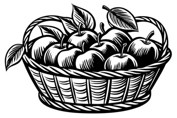 Basket of Apples on Transparent Background - Ideal for Graphic Design Projects