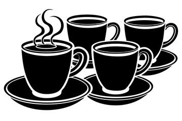 Obraz premium Set of Black and White Cups on Transparent Background - Perfect for Kitchen and Drinkware Designs