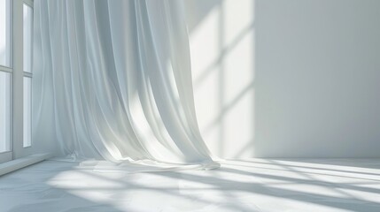 White studio background with shadows and copy space for product presentation. Summer concert backdrop.