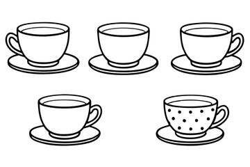 Set of Black and White Cups on Transparent Background - Perfect for Kitchen and Drinkware Designs