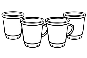 Set of Black and White Cups on Transparent Background - Perfect for Kitchen and Drinkware Designs