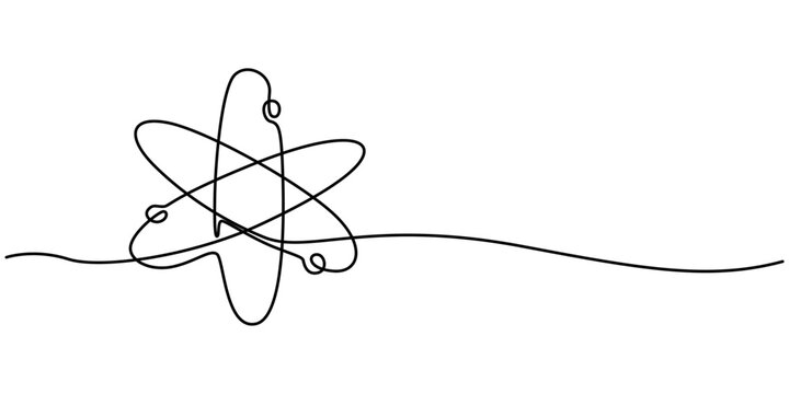 recommend clip art: Continuous Line Drawing of Science Icon. Hand Drawn Symbol Vector Illustration, Quantum Physics Vector Line Icon - Simple Thin Line Icon, Premium Quality Design Element, Atom molecule one continuous