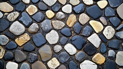 Stone Pathway Texture  Cobblestone  Black  White  Yellow  Grey  Pebble  Mosaic  Background