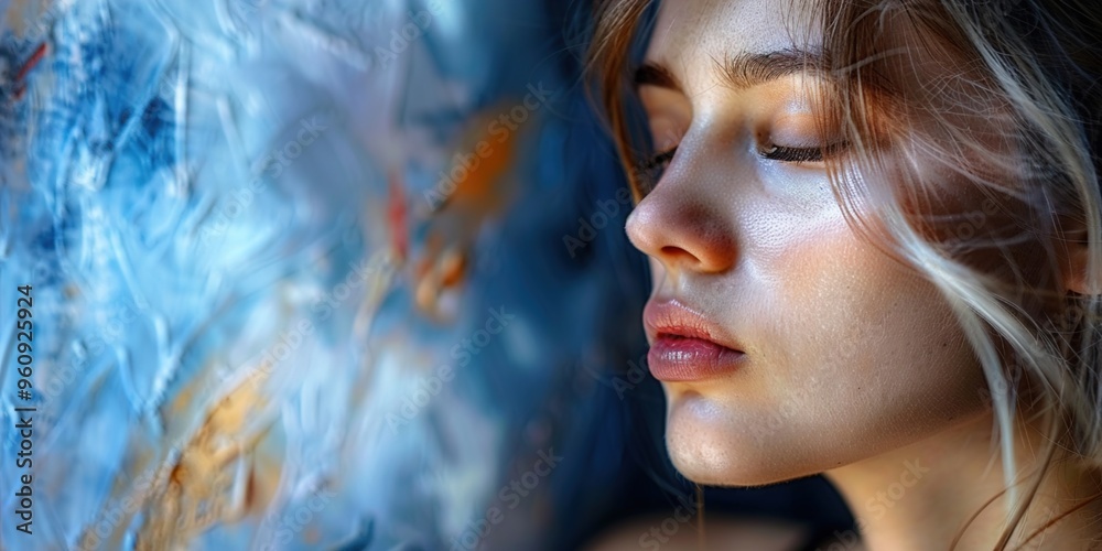 Wall mural portrait of a person is sleeping