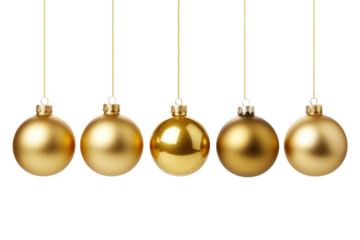 PNG Christmas balls gold decoration hanging.
