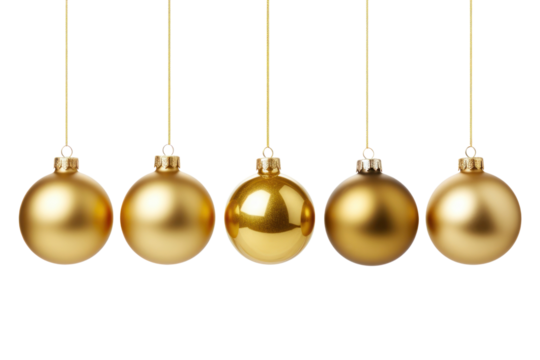 PNG Christmas balls gold decoration hanging.
