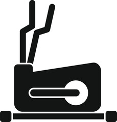 Black glyph icon for elliptical trainer, stationary exercise bike providing cardiovascular workout at the gym