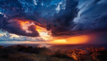 Naklejka premium sunset in the mountains