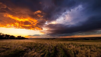 Obraz premium sunset over the field