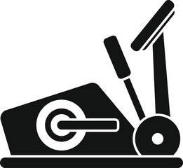 Black simple icon of a modern elliptical trainer for doing sport at home or in the gym