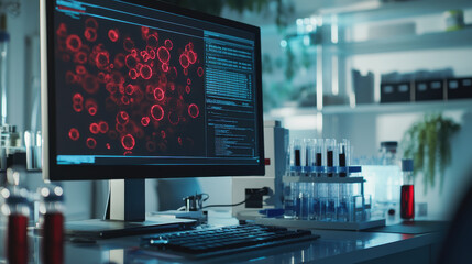 Close-up of hemoglobin typing test results displayed on a computer screen for