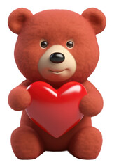 PNG Bear holding heart plush cute toy.
