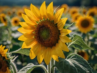 beautiful sunflowers in close up shot during a clear day