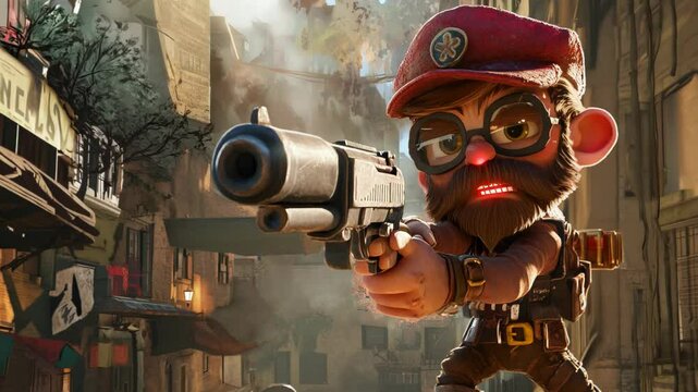 cute cartoon characters shooting game Video 4K