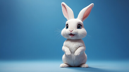 Fototapeta premium A White Rabbit with Big Blue Eyes