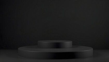 Black and white podium pedestal with matte color background. Style-25