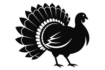 Naklejka premium turkey vector illustration silhouette vector illustration black and white 