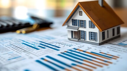 Interest rate trends in the home loann market, close up on financial data sheets, theme, economic forecast, realistic, Composite, office desk backdrop