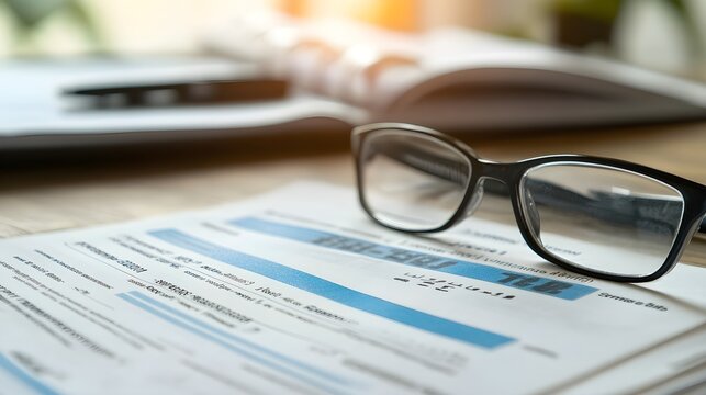 Review a detailed credit report for potential errors or outdated information, close up, focus on financial accuracy, realistic, Composite, backdrop, desk with financial documents