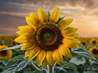 beautiful sunflowers in close up shot during a clear day