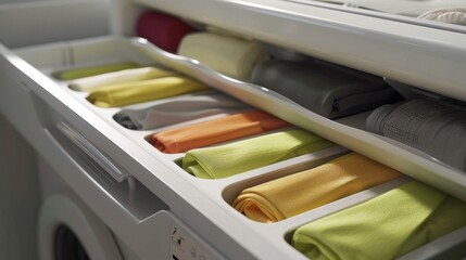 Laundry Sorter: A system with multiple bins to separate laundry by color or fabric type, simplifying and organizing the laundry process for efficiency.

