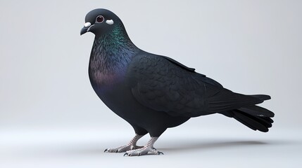 3D Rendering of a Beautiful, Dynamic Black Pigeon, Showcasing Fluid Motion and Detailed Features