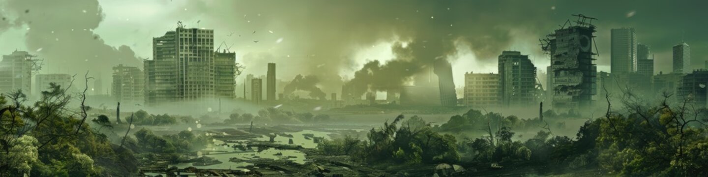 Dramatic post-apocalyptic landscape