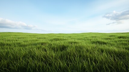 Fototapeta premium A large, open field of grass with a clear blue sky above