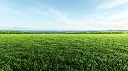 Fototapeta premium A large, open field of grass with a clear blue sky above