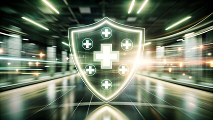 Fototapeta premium virtual health shield, Healthcare Concept