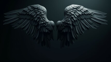 The wings of a bird are shown in black and white