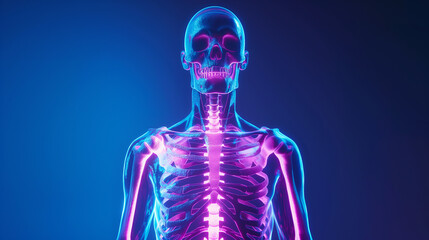 Joint pain concept with a skeleton hologram.