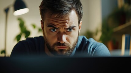 Contemplative Businessman at Computer