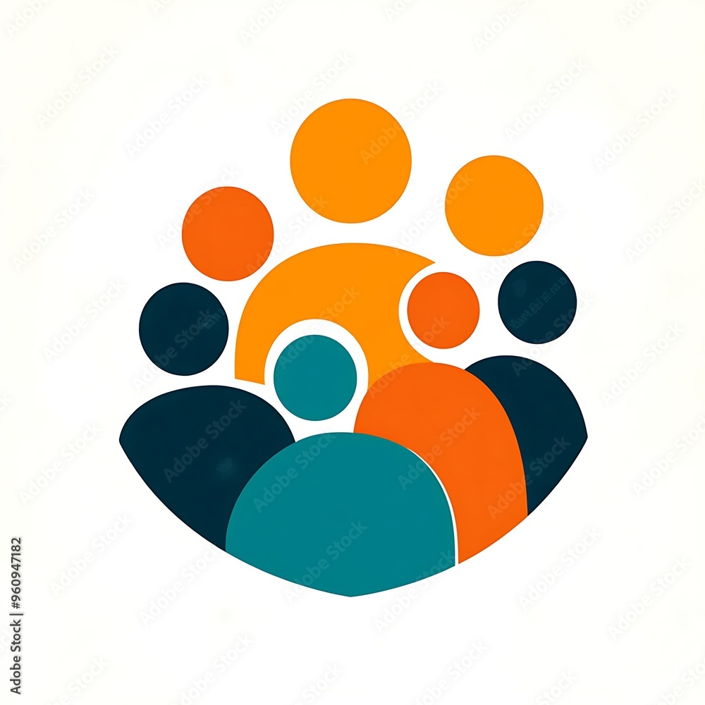 Poster Abstract Colorful Illustration of Interconnected Circles Representing Unity and Community