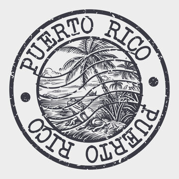 Puerto Rico Stamp Postal. Silhouette Seal. Passport Round Design. Vector Icon. Design Retro Travel. National Symbol.	
