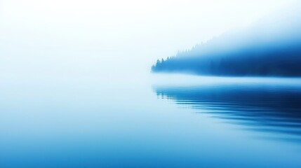 Fototapeta premium Misty Lake With Silhouetted Trees and Reflections