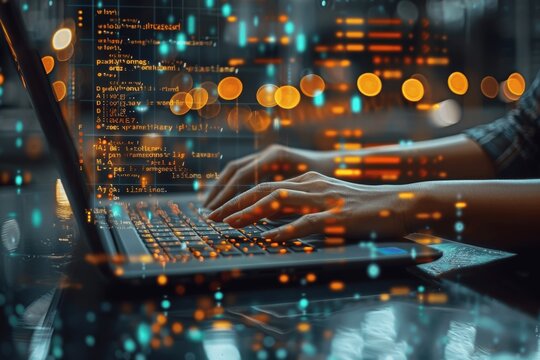 Businessman Utilizing Virtual Financial Text on Hologram Digital Interface for Innovative Data Analysis and Business Planning with FMEA Method for Process Improvement and Risk Management