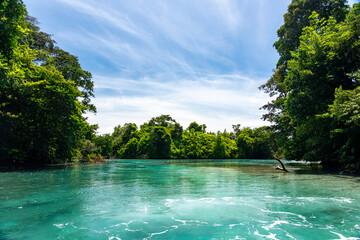 Tropical Island Paradise with Crystal Clear Water, Lush Greenery, and Serene Beaches - Stunning Caribbean Landscape for Eco-Tourism, Adventure, and Unspoiled Nature Travel Destinations