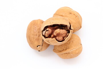 walnut nut isolate on white background 