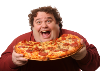 PNG Eating pizza holding adult.
