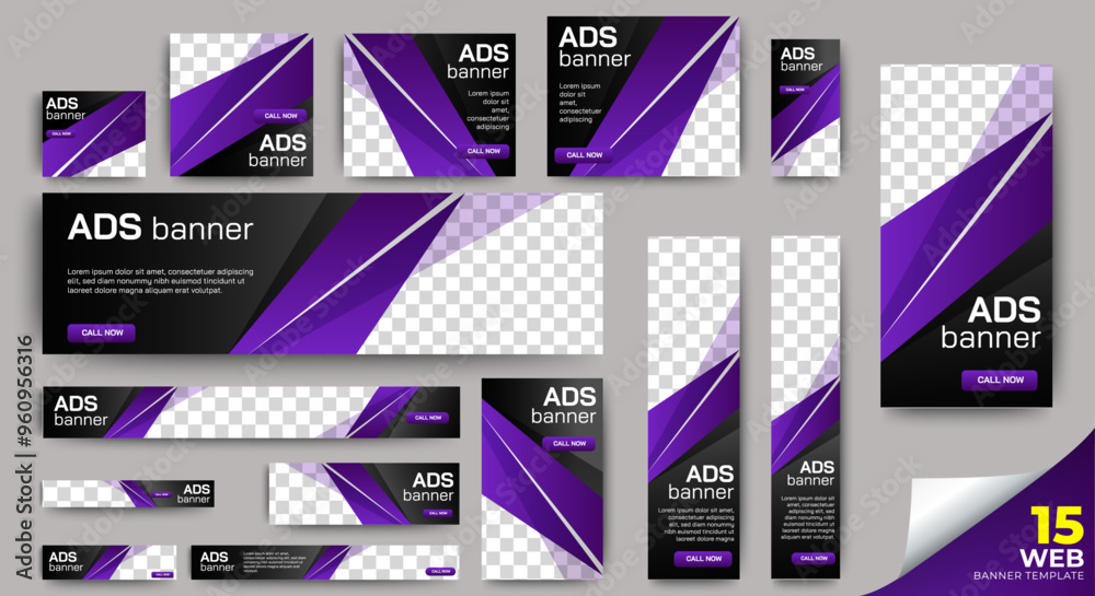 Canvas Prints set bundle of ads banner template design with black and blue background. vector