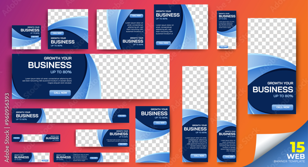 Canvas Prints business promotion and corporation web banner template set with place for photos. vector