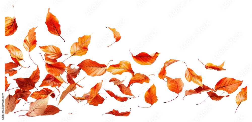 Wall mural PNG Autumn leaves floating gracefully