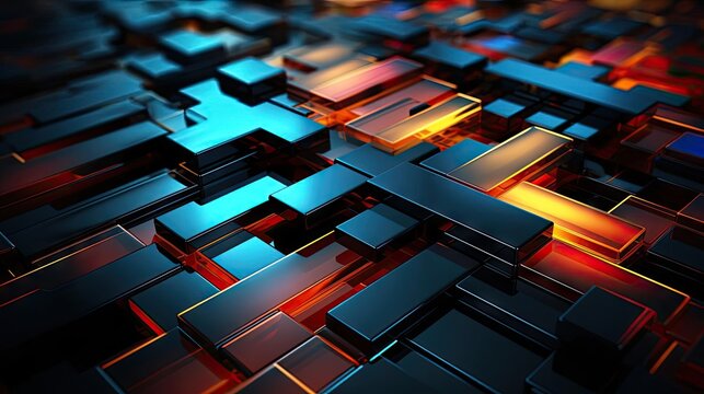 A digital grid pattern with a 3D effect,